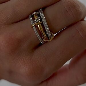 Gold and Silver Crystal Ring Set